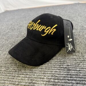 New Pittsburgh Spellout Stitched Black Suede Hat Adjustable Clasp City Hunter